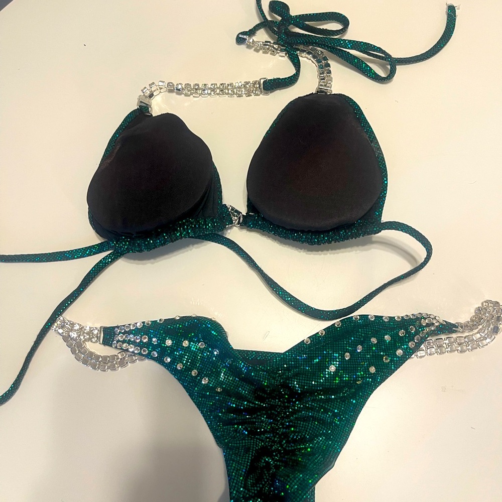 Emerald Rhinestone Competition Bikini - Picture 2 of 3